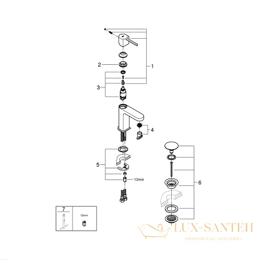 смеситель grohe plus 33163003 для раковины, хром