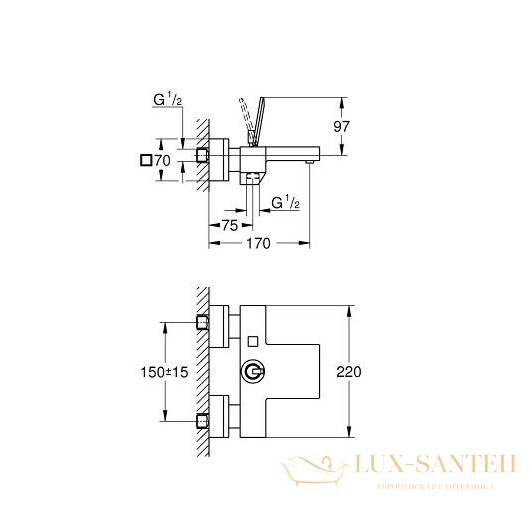 смеситель grohe eurocube joy 23666000 для ванны, хром