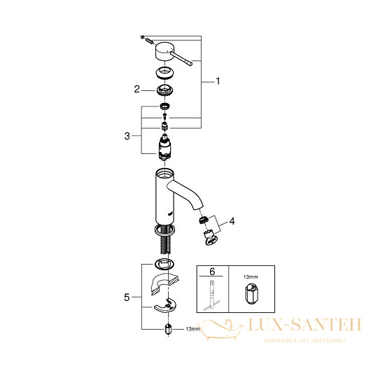 смеситель grohe essence 23590dc1 для раковины, сталь