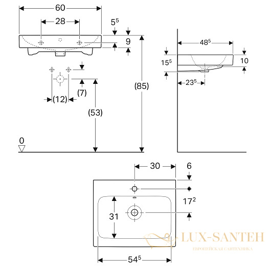 раковина geberit icon 124060000 600х485 мм, белый