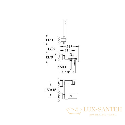 смеситель grohe eurocube 23141000 для ванны, хром