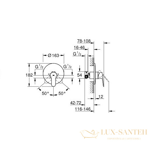 смеситель grohe bauedge 29078000 для душа, хром