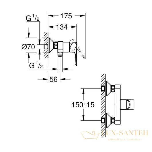 смеситель grohe bauloop 23633001 для душа, хром