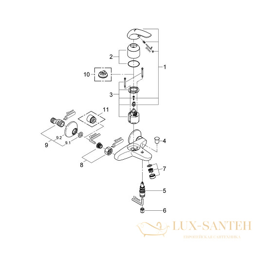 смеситель grohe euroeco 32743000 для ванны, хром