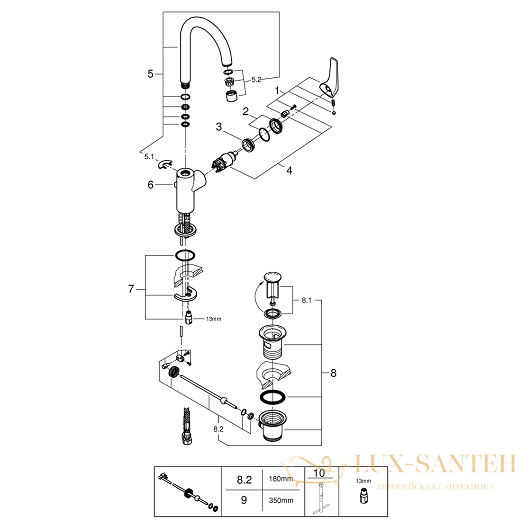 смеситель grohe bauflow 23753000 для раковины, хром