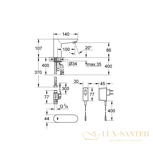 кран grohe euroeco cosmopolitan e 36269000 для раковины инфракрасный, хром