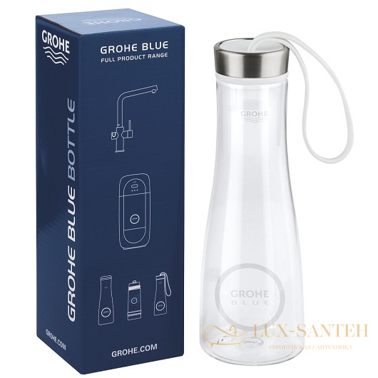 спортивная питьевая бутылка grohe blue 40848000, хром