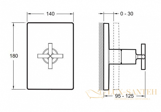 переключатель на три положения jacob delafon modulo e75415-cp, хром