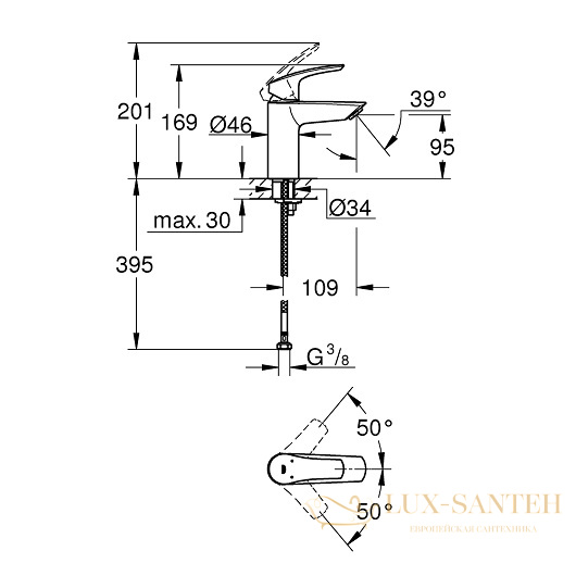 смеситель grohe eurosmart 32467003 для раковины, хром