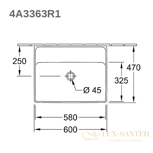 раковина villeroy & boch collaro 4a3363r1 ceramicplus 600х470 мм, белый