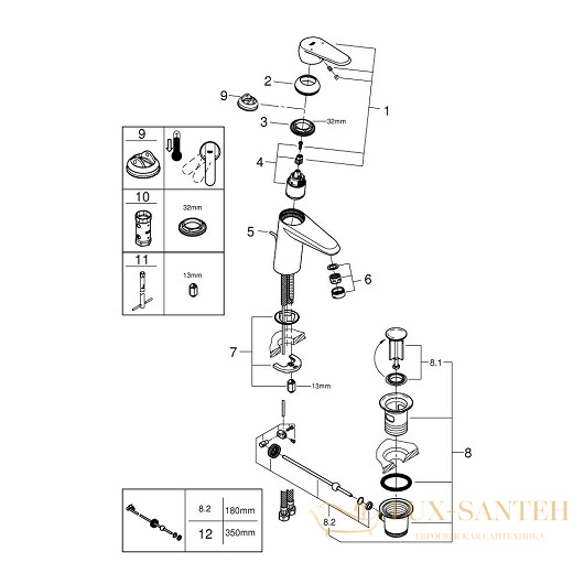 смеситель grohe eurodisc cosmopolitan 33190002 для раковины, хром