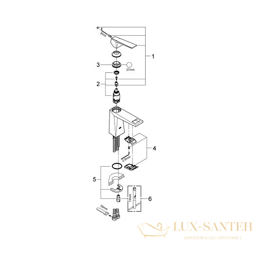 смеситель grohe allure brilliant 23033000 для раковины, хром