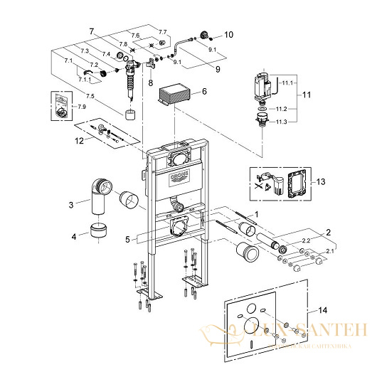 инсталляция для подвесного унитаза grohe rapid sl 38587000 усиленная, высота 0,82 м 