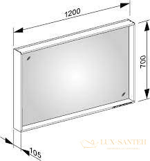 зеркало с подсветкой ip 24 keuco plan, 33098303500, с подогревом, 1200x700x105 мм, к.: лакированный алюминий (белый)