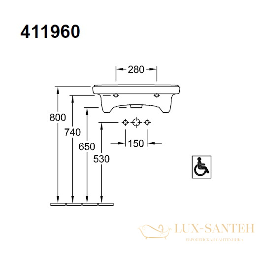 раковина villeroy & boch o.novo vita 41196001 610х550 мм, белый