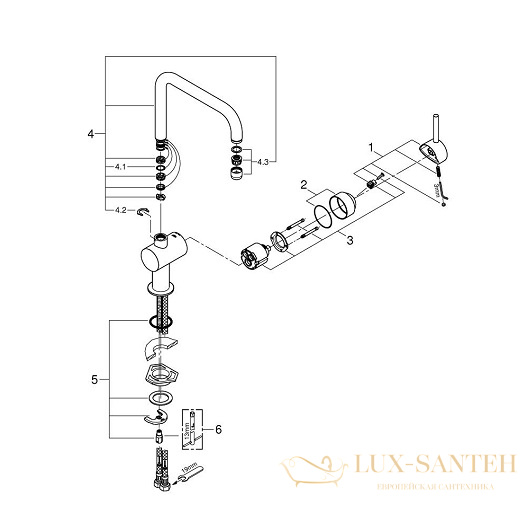 смеситель grohe minta 32488dc0 для мойки, сталь