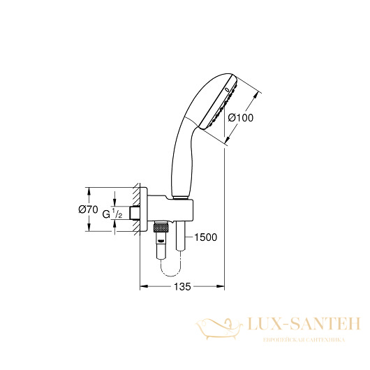 душевой гарнитур grohe new tempesta 100 26406001 5,7 л/мин, хром