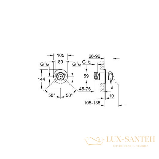 смеситель grohe bauclassic 29048000 для душа, хром