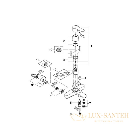 смеситель grohe eurostyle cosmopolitan 33591002 для ванны, хром