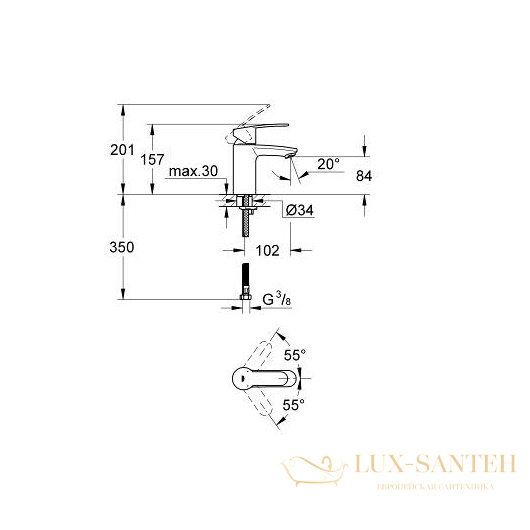 смеситель grohe eurostyle cosmopolitan 3246820e для раковины, хром