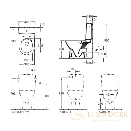 чаша напольного унитаза villeroy & boch o.novo 5689 r0 01 со скрытым ободом, укороченная, белый