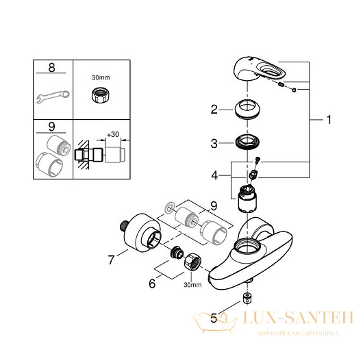 смеситель grohe eurostyle 33590ls3 для душа, белый