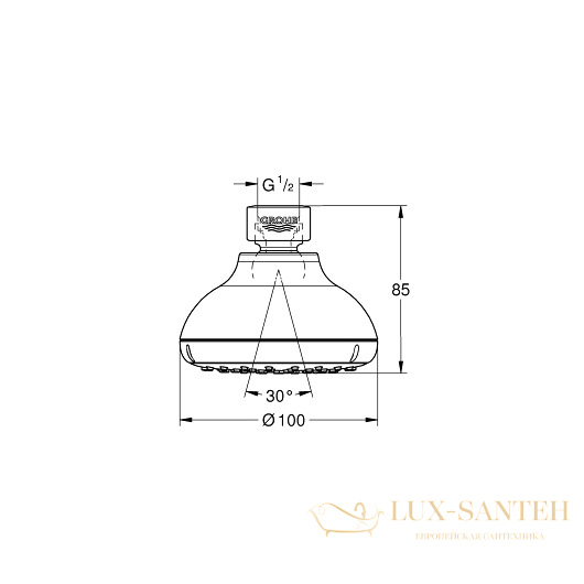 верхний душ grohe new tempesta 100 26050001 5,7 л/мин, хром