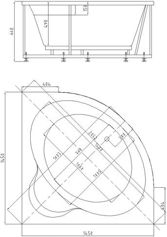 акриловая ванна aquatek ума 145x145 uma145-0000001 (без гидромассажа)