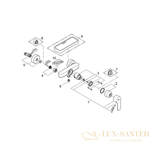 смеситель grohe eurostyle cosmopolitan 33590002 для душа, хром