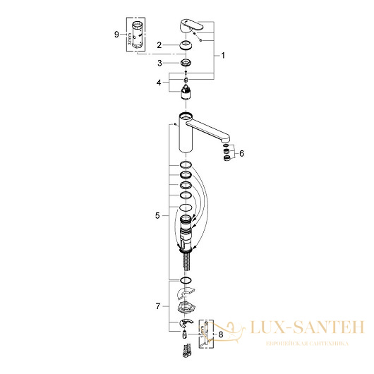 смеситель grohe eurosmart cosmopolitan 30193000 для мойки, хром