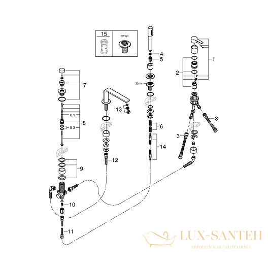 смеситель grohe lineare 19577dc1 для ванны, сталь