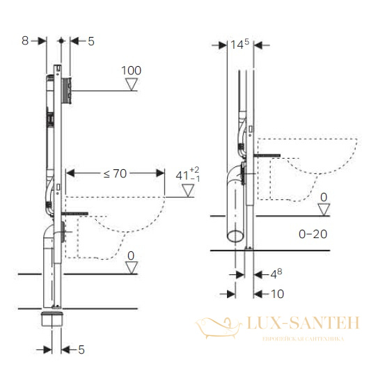 инсталляция для подвесного унитаза geberit duofix up720 111.796.00.1 глубина 8 см