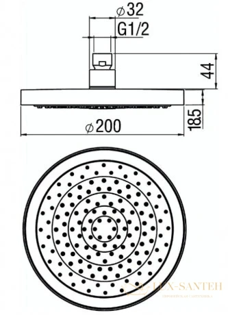 верхний душ 200 мм nobili, we00139/94cr, цвет хром