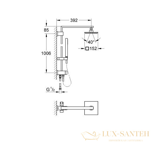 душевая система grohe euphoria cube 27696000, хром