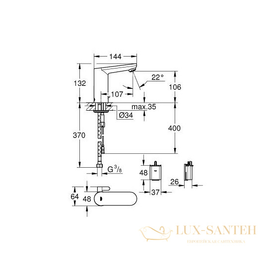 смеситель grohe eurosmart cosmopolitan 36327001 для раковины, хром