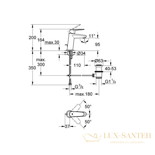 смеситель grohe eurodisc cosmopolitan 23049002 для раковины, хром