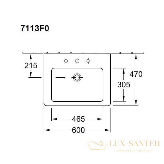 раковина villeroy & boch subway 2.0 7113 f0 01 600х470 мм, белый