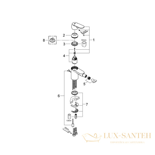 смеситель grohe eurosmart cosmopolitan 32840000 для биде, хром