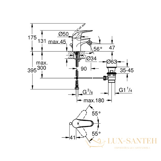 смеситель grohe euroeco 23263000 для биде, хром