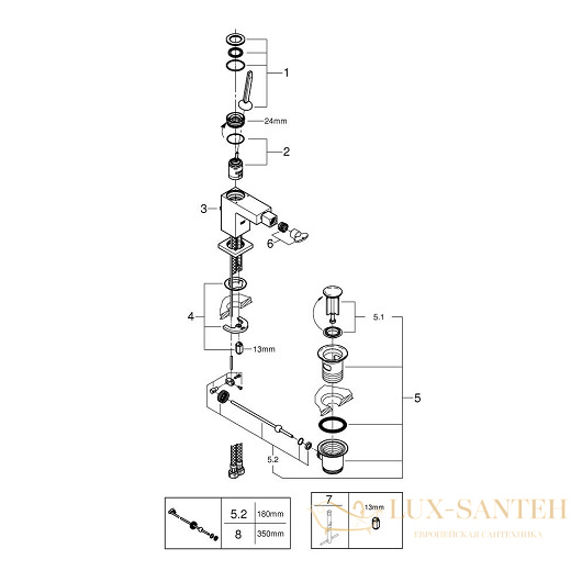 смеситель grohe eurocube joy 23664000 для биде, хром