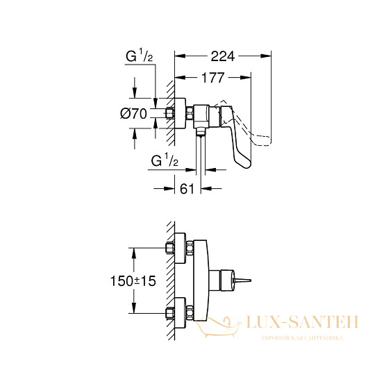 смеситель grohe eurosmart 25244003 для душа, хром