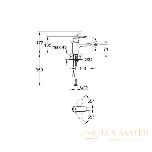 смеситель grohe eurosmart cosmopolitan 32840000 для биде, хром