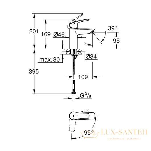 смеситель grohe eurosmart 32154003 для раковины, хром