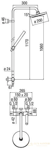 душевая система nobili likid 200, lk00030/30cr, цвет хром