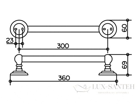 поручень keuco astor, 02107010000, 300 мм, хром