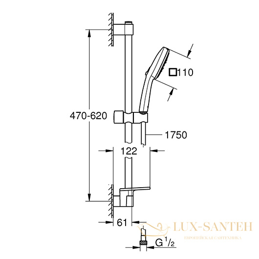 душевой гарнитур grohe tempesta cube 110 27576003 8,4 л/мин, белый