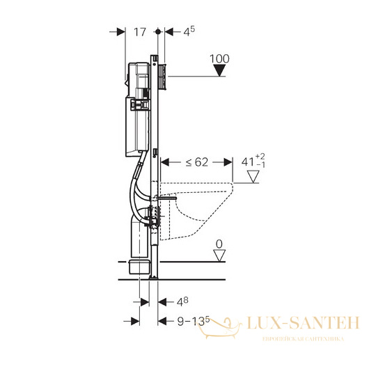 инсталляция для подвесного унитаза geberit duofix up320 111.361.00.5 ширина 41,5 см