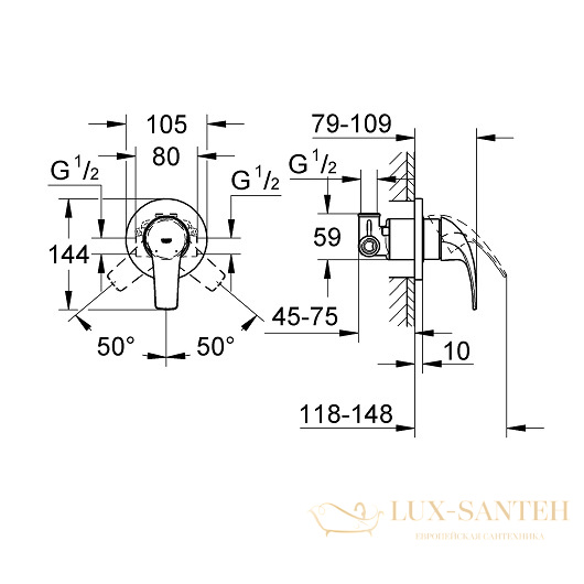 гигиенический набор grohe baucurve 124899, хром