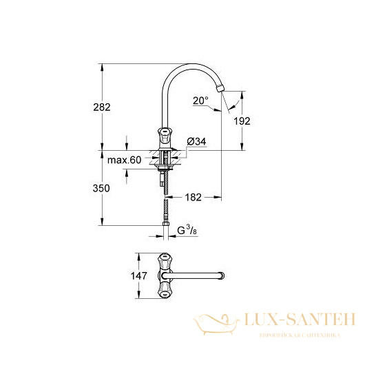 смеситель grohe costa l 31812001 для мойки, хром