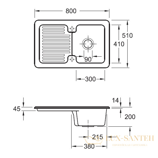 кухонная мойка villeroy & boch condor 45 674501r1 ceramicplus 800×510 мм, белый